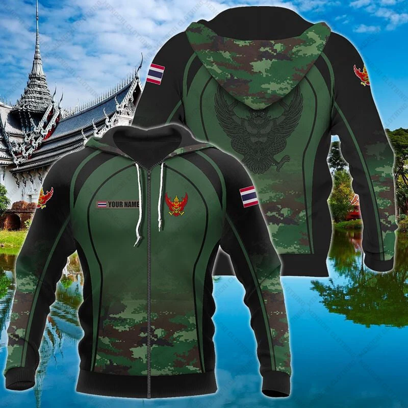 Толстовка унисекс на молнии с принтом тайского эмблемы и черепа