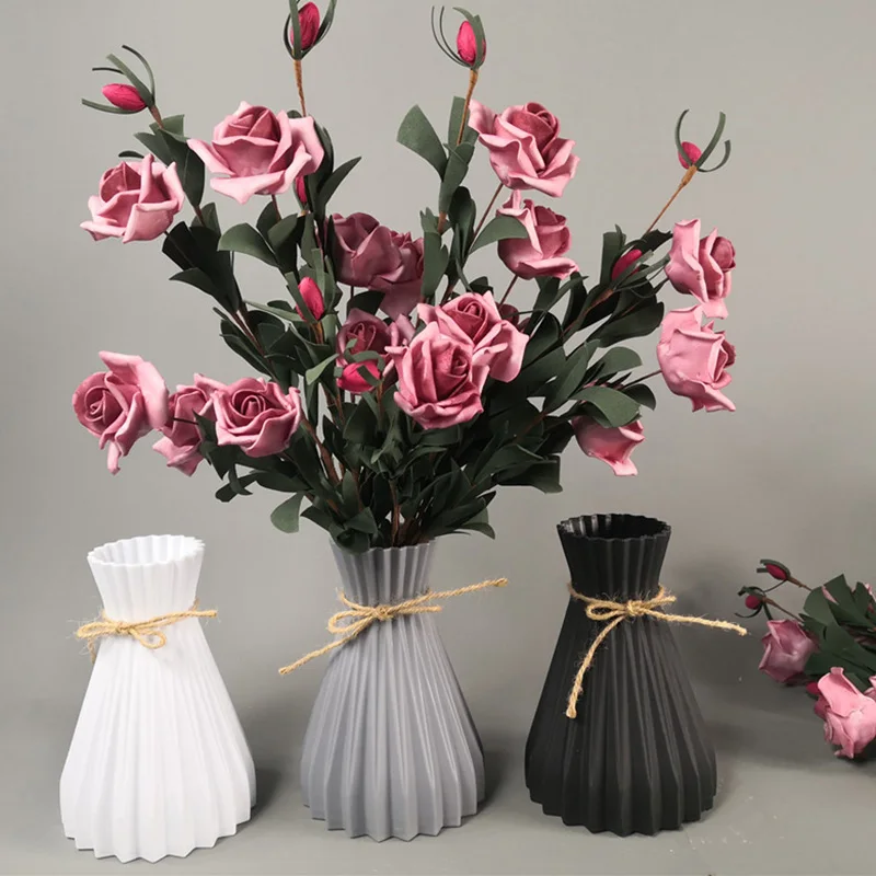 

Flower Vase Decoration Home Plastic Vase Modern Imitation Ceramic Flower Pot Flower Basket Nordic Decoration Vases for Flowers