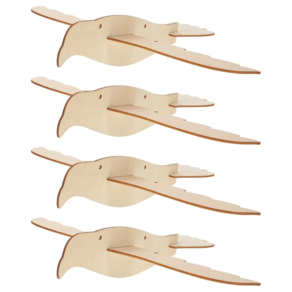 

4Pcs Children Graffiti Eagle-shaped Toys Wood Ornaments Wood Toys House Adornments