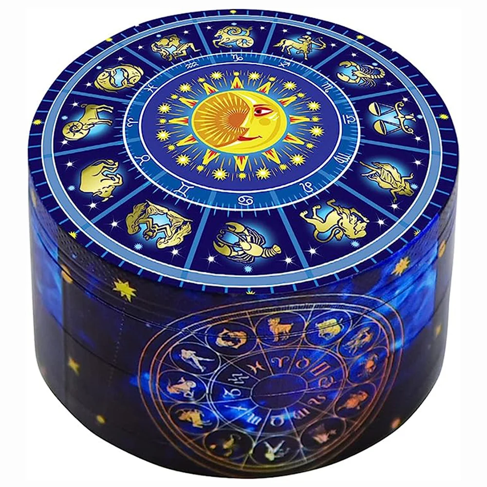

2023 Creaitve Metal Herbal Herb Grinder 50MM Tobacco Manual Hand Spice Pepper Mill Cutter Astrological Zodiac Lucky Tree