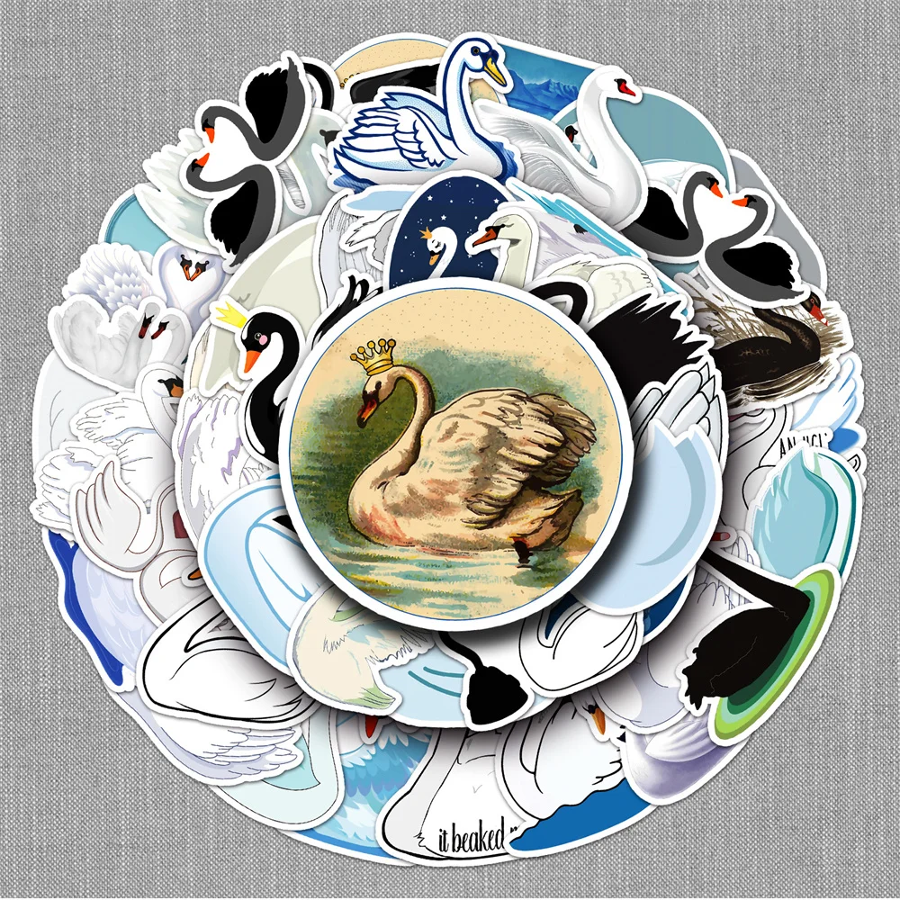 

10/30/50 шт., водонепроницаемые стикеры в виде лебедя