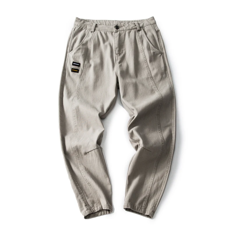 

Осенние японские простые свободные леггинсы Мужские Молодежные зауженные брюки повседневные хлопковые брюки средняя талия американские ретро комбинезоны