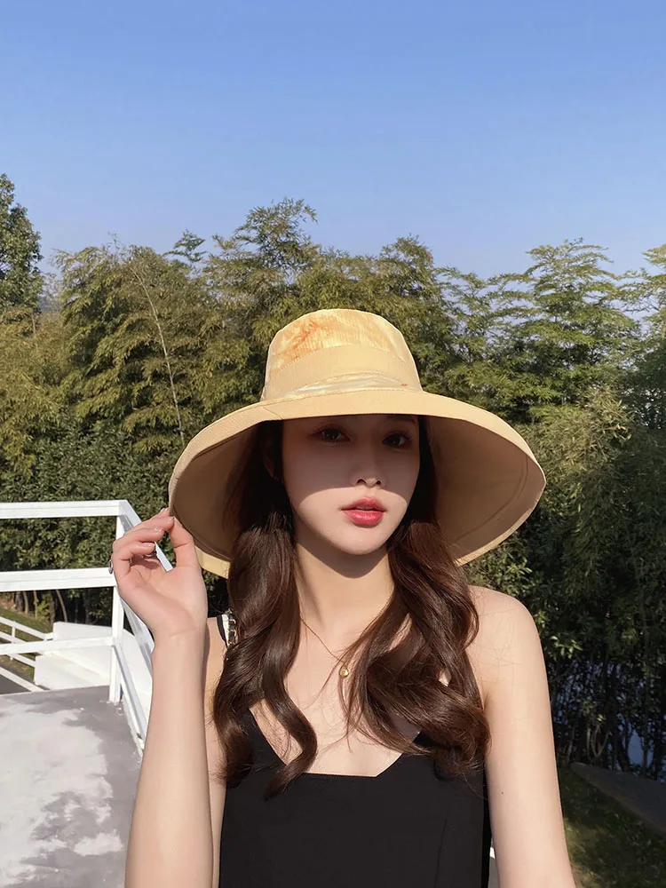 

Женская панама из чистого хлопка с нашивками, Солнцезащитная шляпа с бантом с обеих сторон, летняя шляпа для девушек, 2022