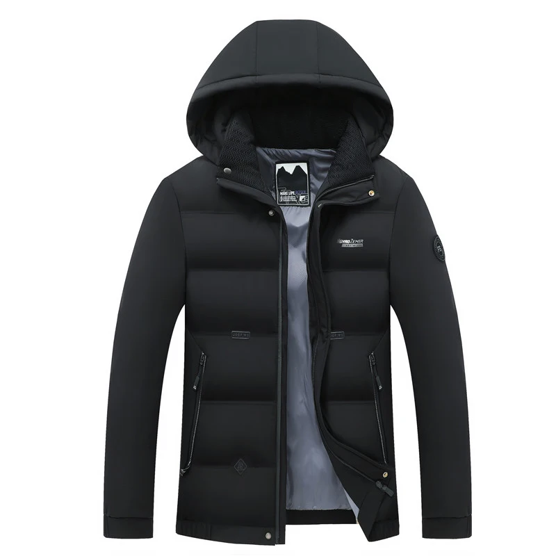 Winter Thickened Men's Hooded Padded Jacket Thick Padded Jacket Outdoor Thickened Warm Versatile Casual Padded Jacket Polyester
