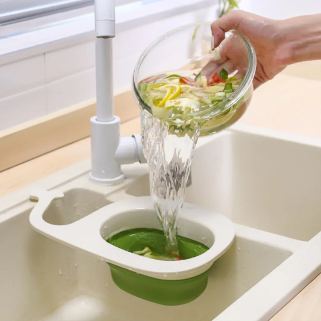 

Sink Drainer Folding Kitchen Gadgets Accessories Items Useful Things for Home Free Shipping Novel Drain Basket Silicone Colander