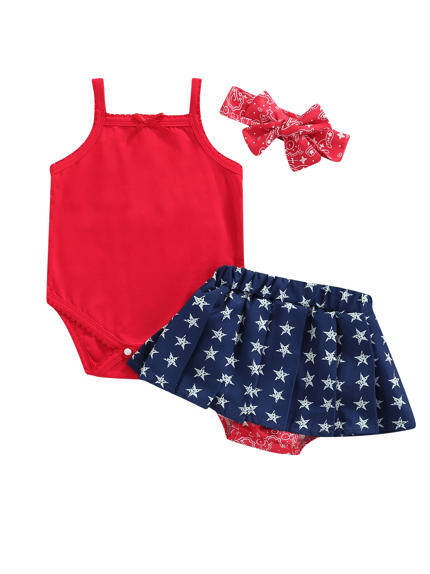 

Детская летняя одежда для девочек s летний комплект женский комбинезон и шорты с принтом на День Независимости повязка на голову