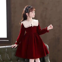 girl dresses long sleeve kids clothing korean teens party princess dresses spring children christmas dresses red black 4 14y