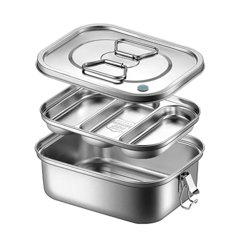 

Ланч-бокс Bento из нержавеющей стали 304, портативный двухслойный пищевой контейнер, герметичный термобокс для пикника, для детей и офиса