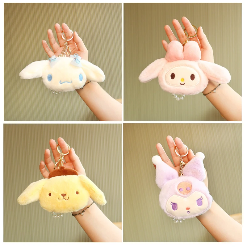 

Sanrioed Kawaii Cinnamoroll Purin Dog My Melody Kuromi Plush Toy Doll Pendant Cartoon Anime Figure Plushie Keychain Girl Gift
