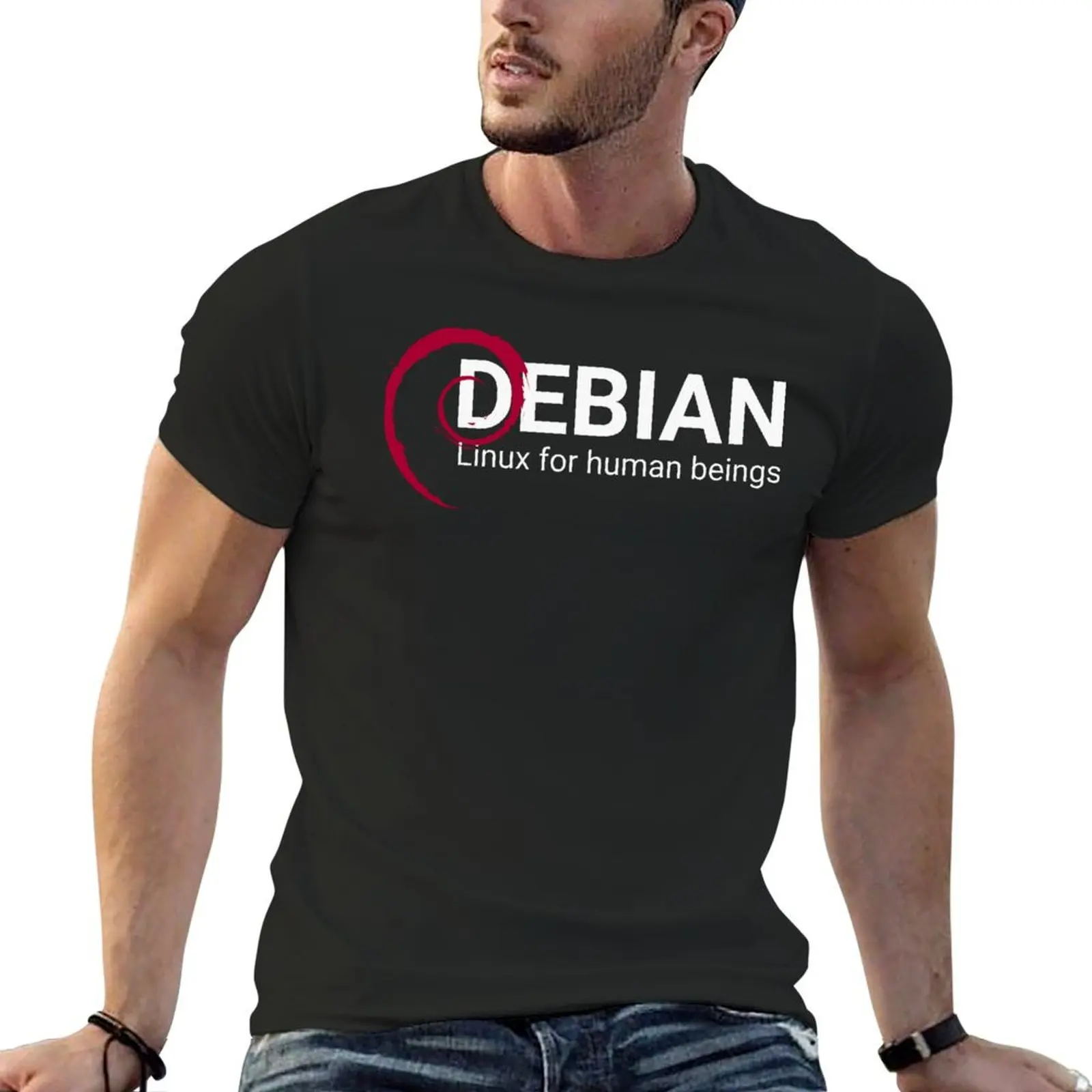 Футболка Debian Linux для людей мальчиков белая размер плюс графическая футболка