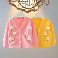 baby girls floral knitted coats fashion cardigan jacket long sleeved lovely sweater for kids clothes coat top