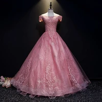pink off the shoulder quinceanera dresses tulle lace up appliques prom dress beading crystal evening party gowns for women 2022