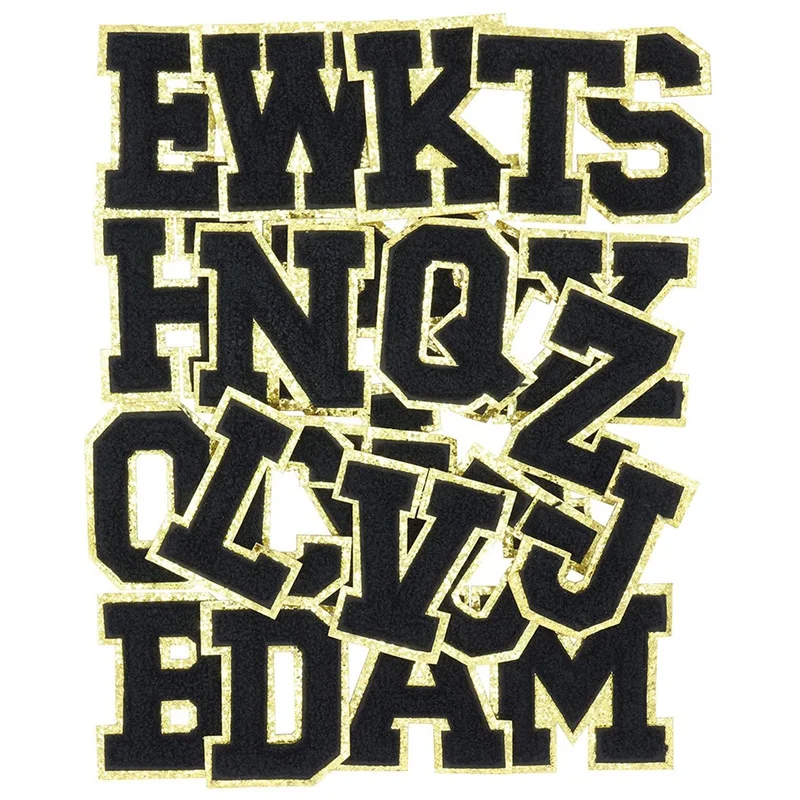 

Letter Patch Sweater,English Letter A-Z Iron On Repair Patches Alphabet Sewing Appliques Clothing Badges, (Black A-Z)