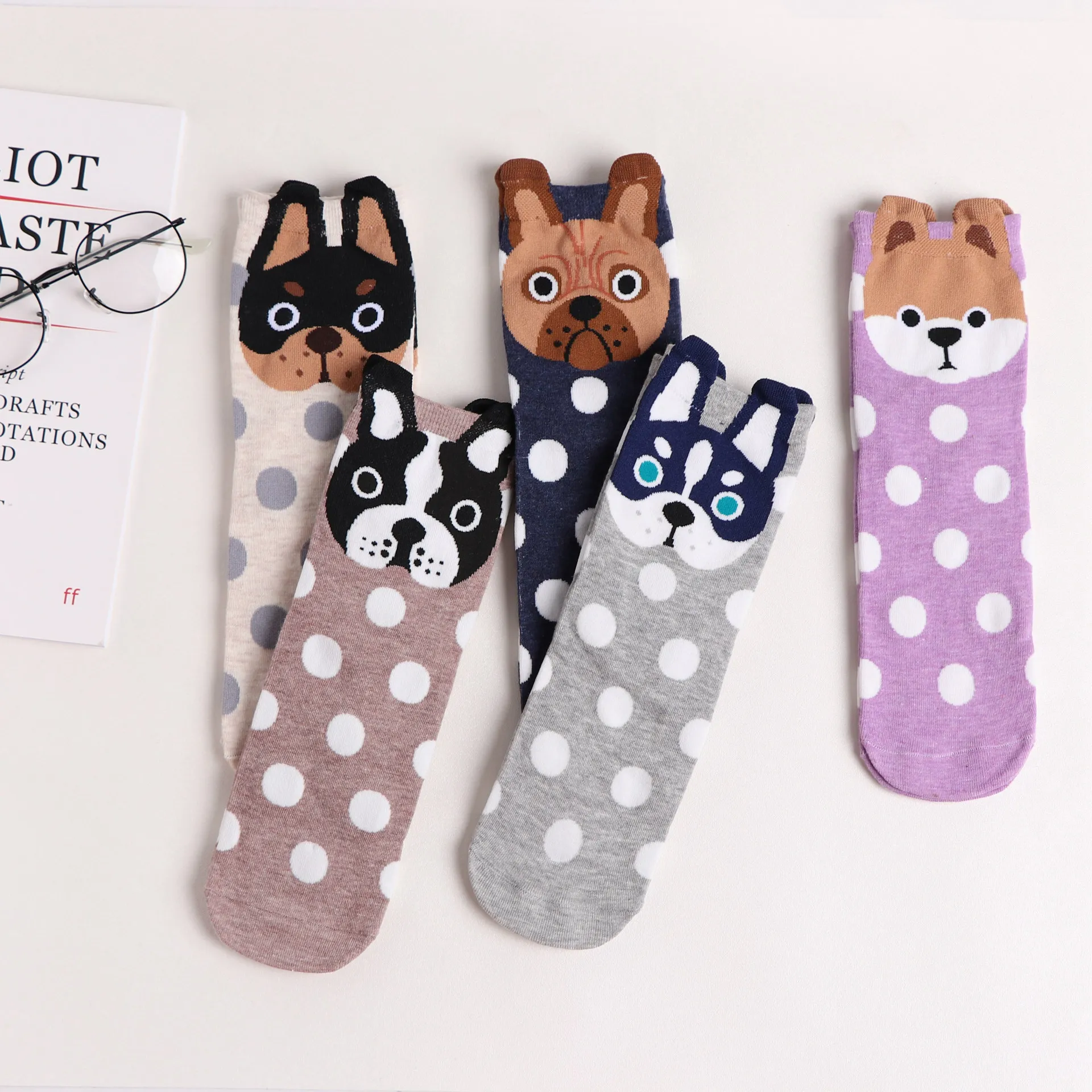 

25 Patterns Korea Japan Fashion Funny Cartoon Lovely Dogs Happy Socks Women Girls Casual Streetwear Cute Dress Sox Spring Summer