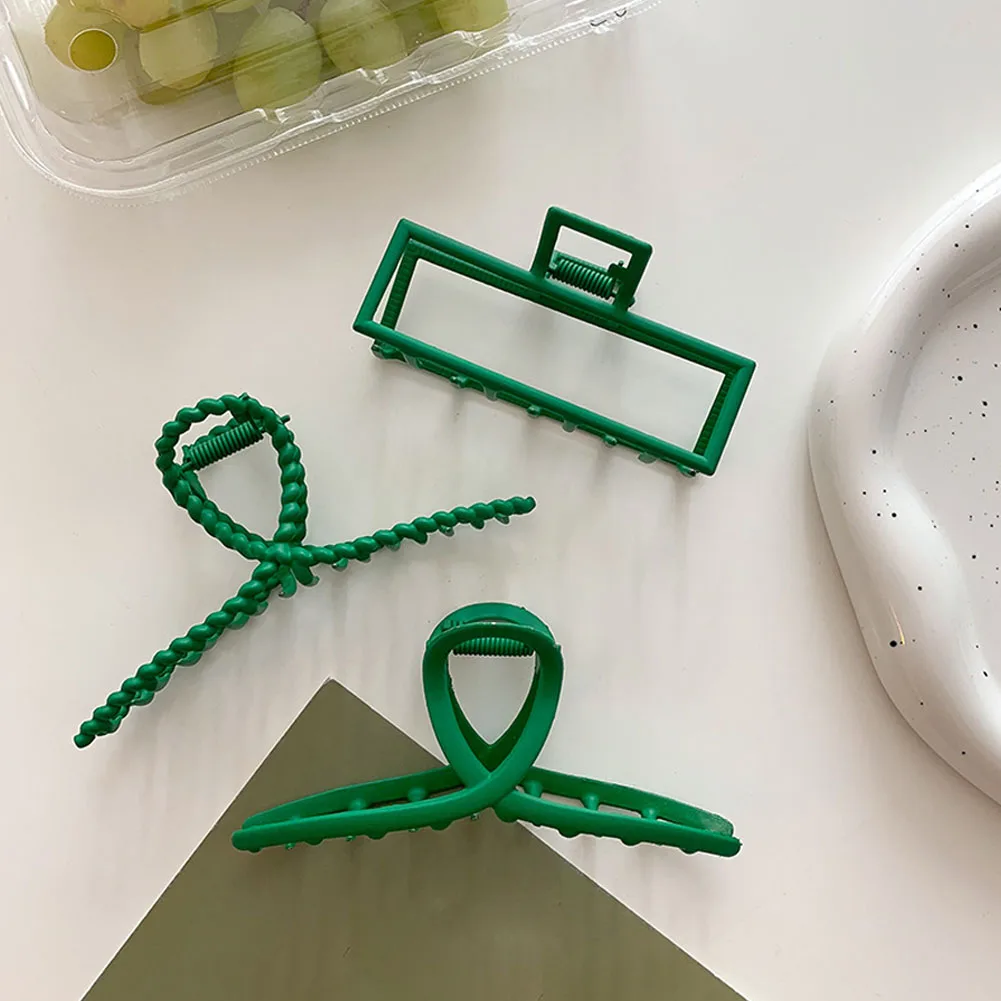 

Fashion Green Large Metal Hair Claw Hair Clip Headdress Female Back Head Vintage Matte Hair Clip Fixed High Pony Tail Artifact