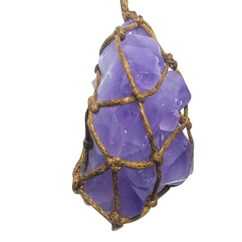 

Natural Stone Pendant Necklace Handmade Amethyst Rock Necklace Quartz Healing Purple Crystal Gemstone Pendant Jewellery Gift