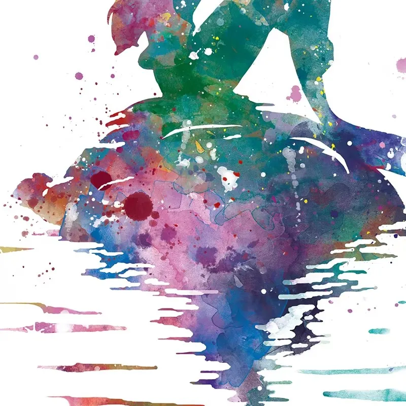 Акварельная принцесса художественные принты плакат Золушки Диснея