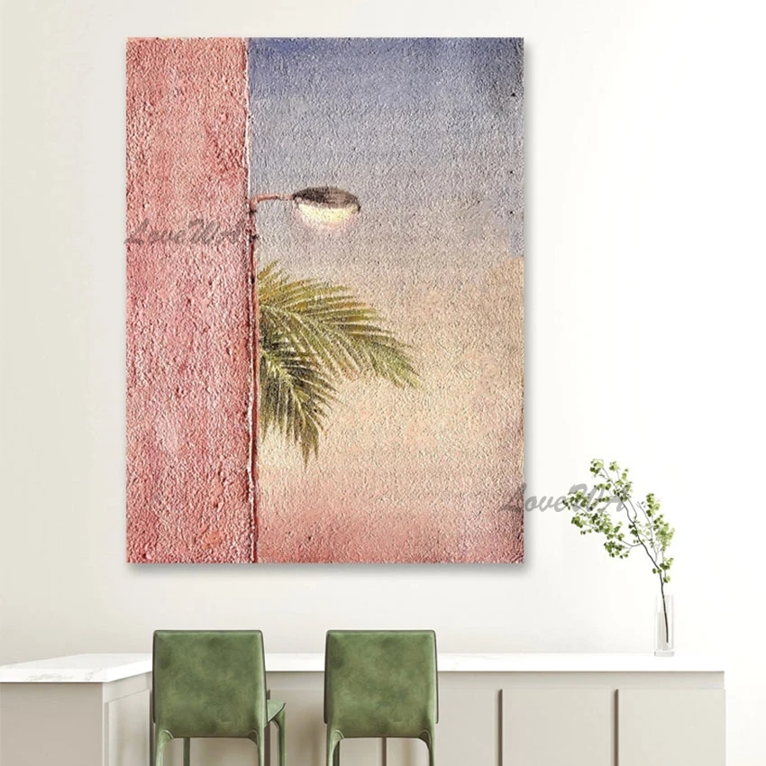 

Дорожная лампа, современное текстурированное настенное искусство, холст, картина с зелеными листьями ручной работы, акриловая живопись без рамы, абстрактный корейский декор комнаты