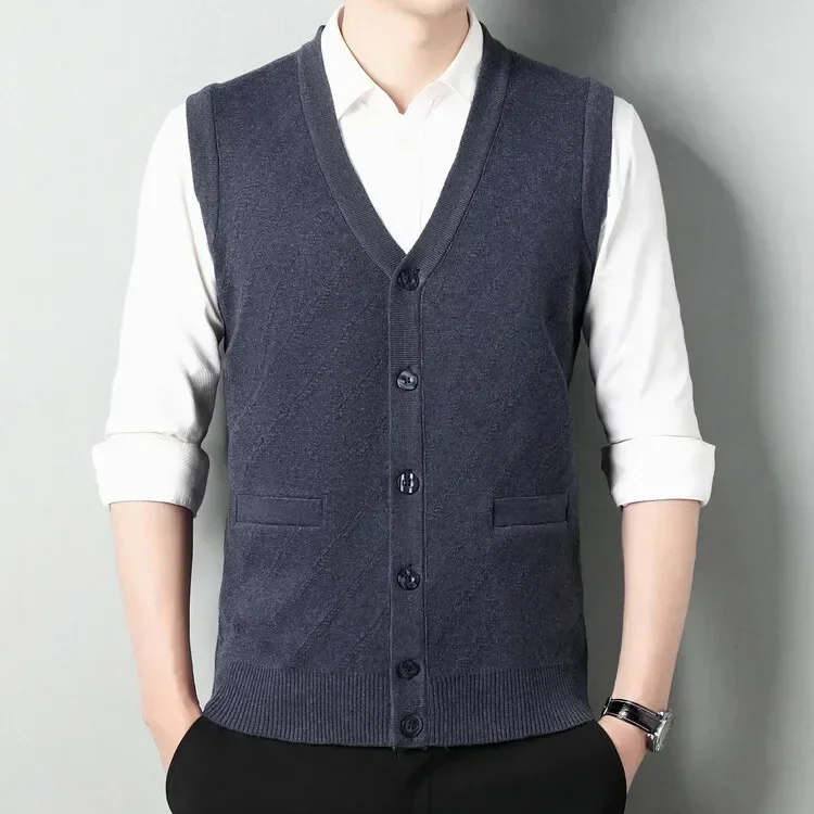 Мужской жилет без рукавов с V-образным вырезом классический деловой