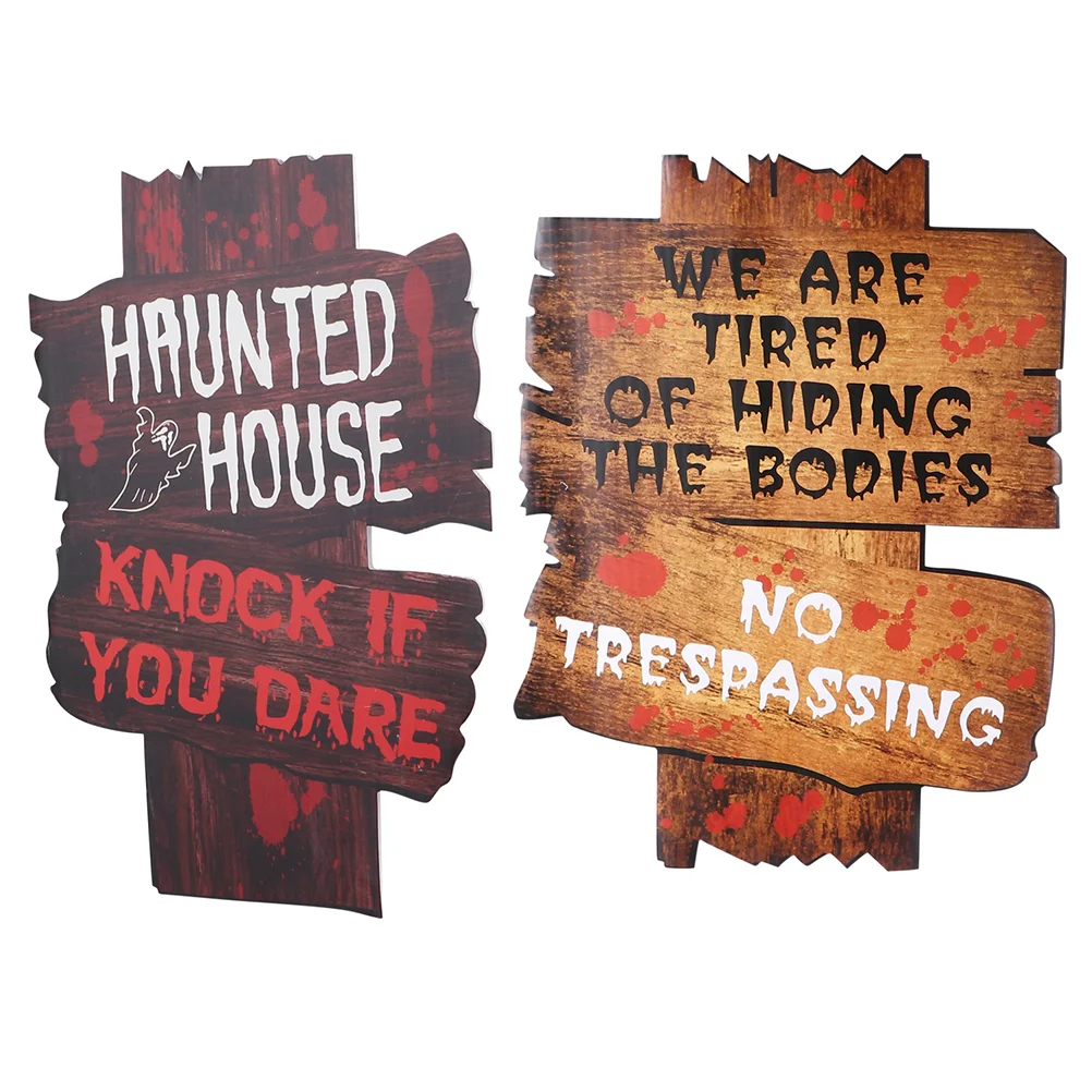 

Warning Decorations Board Yard Decoration Sign Advertising Decor Signs Lawn Creepy Horror Stakes Garden Scene Or House Haunted