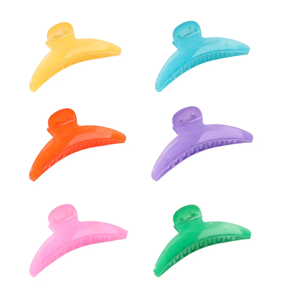 

South Korea Candy Color Jelly Grip 11cm Crescent Hair Claw Pan Hair Catch Shark Clip Hair Accessories for Women
