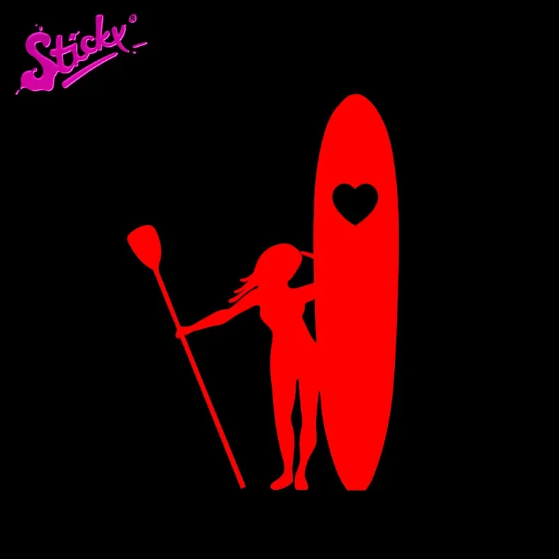 

Девушка-стойка, весло, посадка, сердце, любовь, SUP-виниловые автомобильные наклейки для шлема, жесткий ноутбук, магазин, оконная наклейка на стену