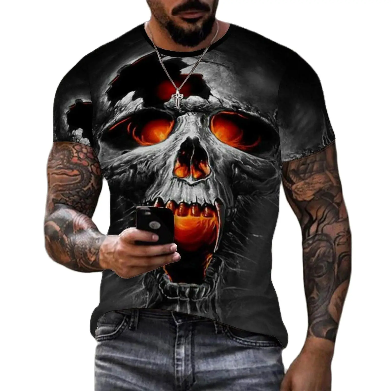 

Summer Skull 3D Print Personality T-shirts For Men/Women Sportswear Harajuku Casual Tops Male Oversized Top Tees Men Clothing
