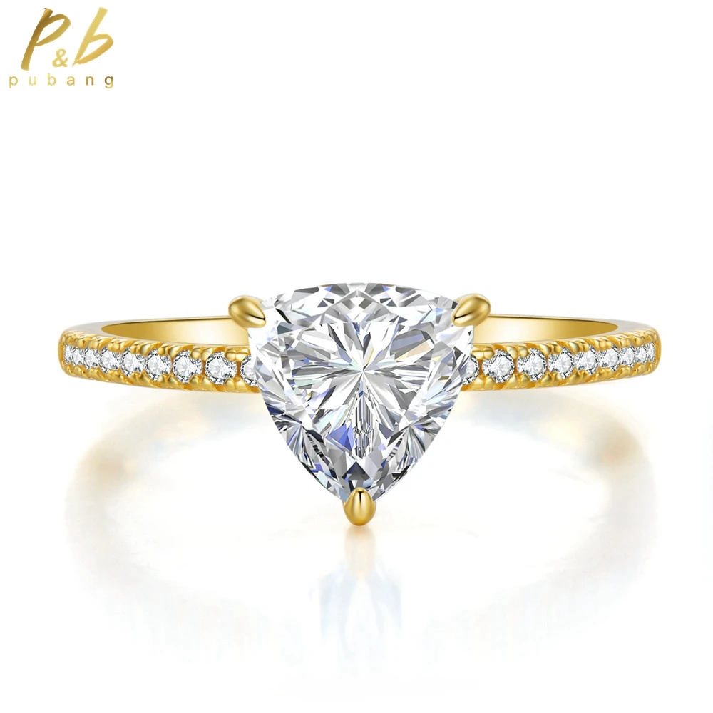 

PuBang Fine Jewelry Real 925 Sterling Silver Full Gemstone Created Moissanite Trillion Diamond Ring for Women Gift Drop Shipping