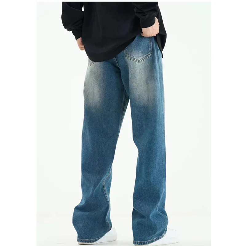 Men Clothing Fashion New Style Baggy Straight Cylinder Jeans Trend Simplicity Casual Pants Vintage Trousers Autumn and Winter