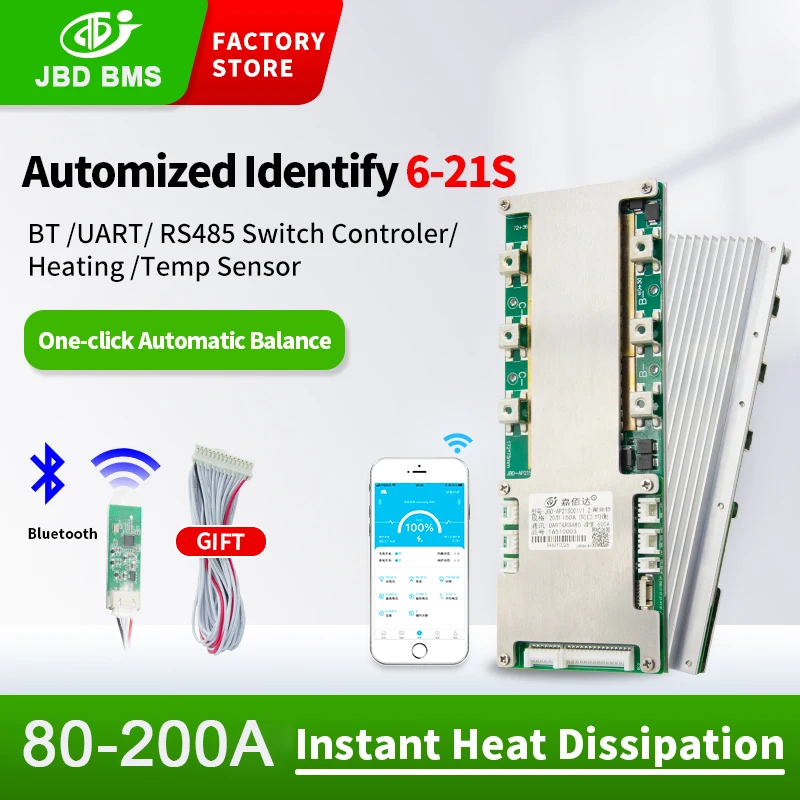 

Защитная плата балансировщика JBD Lifepo4 Smart BMS 6S 7S 8S 10S 12S 13S 14S 16S 20S 21S, литиевая батарея 18 в 24 в 36 в 48 в 62 в