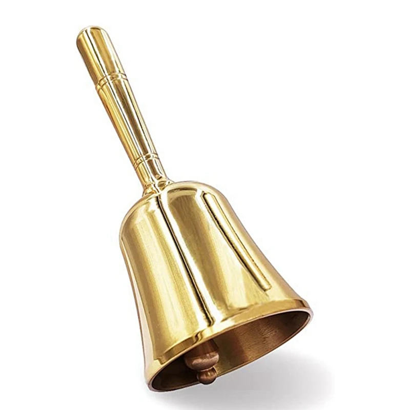 

Super Loud Hand Barking Bell Solid Brass Dinner Bell Pet Training Bell Jingle Bell, Gold