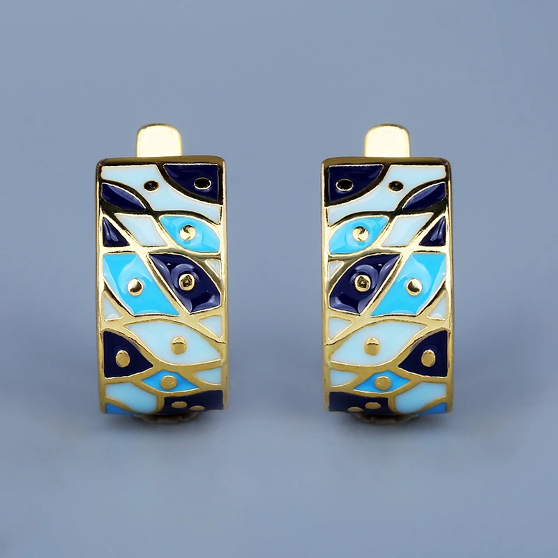 

Классические серьги для женщин, эмалированные серьги ручной работы из синей эпоксидной смолы в форме маленькой рыбы, серьги для вечеринки, ...
