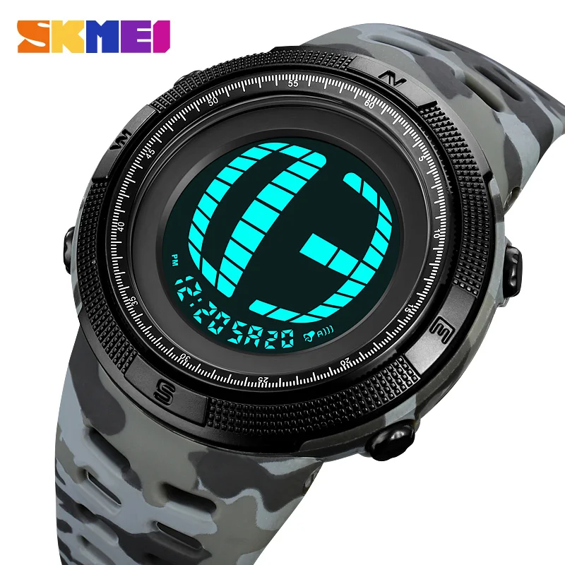 

Спортивные водонепроницаемые часы для мужчин SKMEI 2076, военные СВЕТОДИОДНЫЕ цифровые часы, секундомер, дата, модные повседневные наручные часы, мужские часы