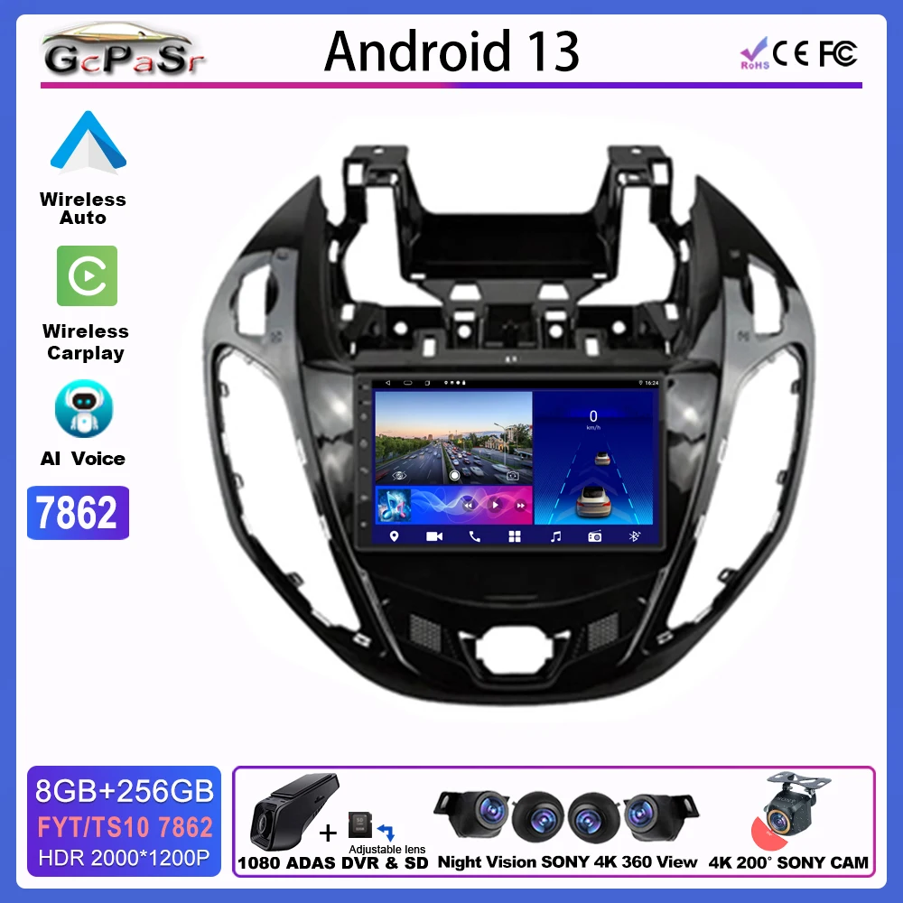 

7-дюймовый экран CARPLAY Android-радио для FORD B-MAX TRANSIT COURIER TOURNEO 2012-2017 Мультимедийный стереоприемник Авто CPU HDR DVD