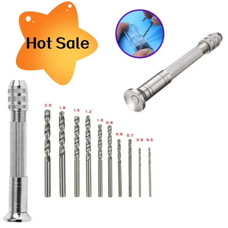 

11PCS Hole Drill 0.5-3.2mm Manual Hole Drill Four Head Walnut Model Hole Drilling Hand Drill Woodworking Tools Drilling Rotary