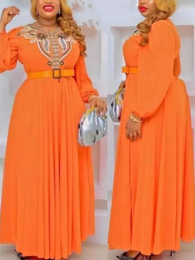 

Elegant African Wedding Dresses for Women 2022 New Plus Size Embroidery Evening Party Long Dress Moroccan Kaftan Muslim Clothes