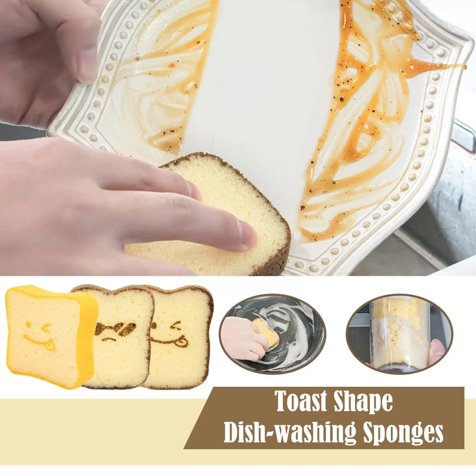 

Toast Shape Dishwashing Sponges Washable Scouring Tools For Pots Dishes Kitchen Accessories Household Cleaning Gad X4y2
