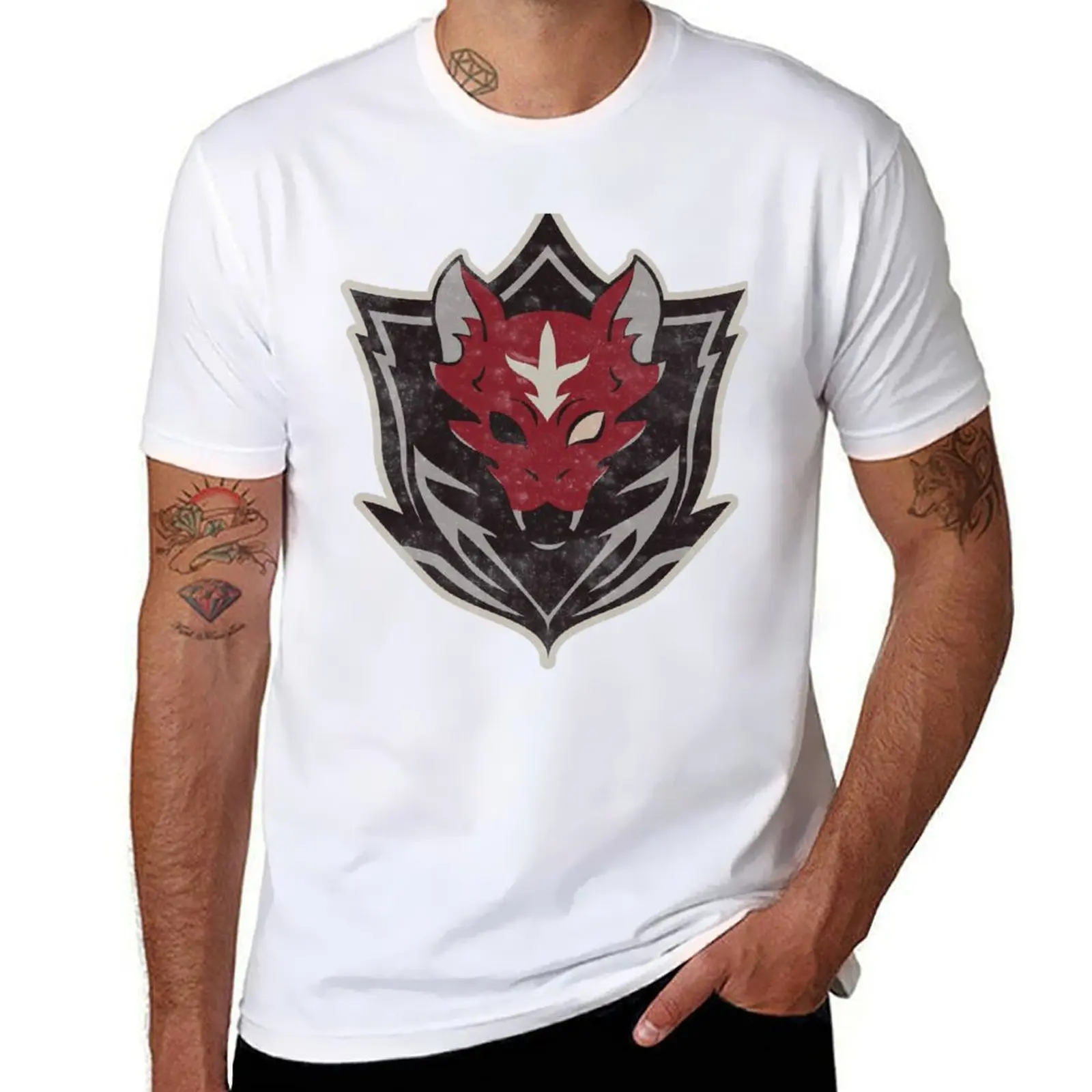 Gundam: Requiem for Vengeance Red Wolf Squadron Insignia (Distressed) Футболка с графикой простые черные