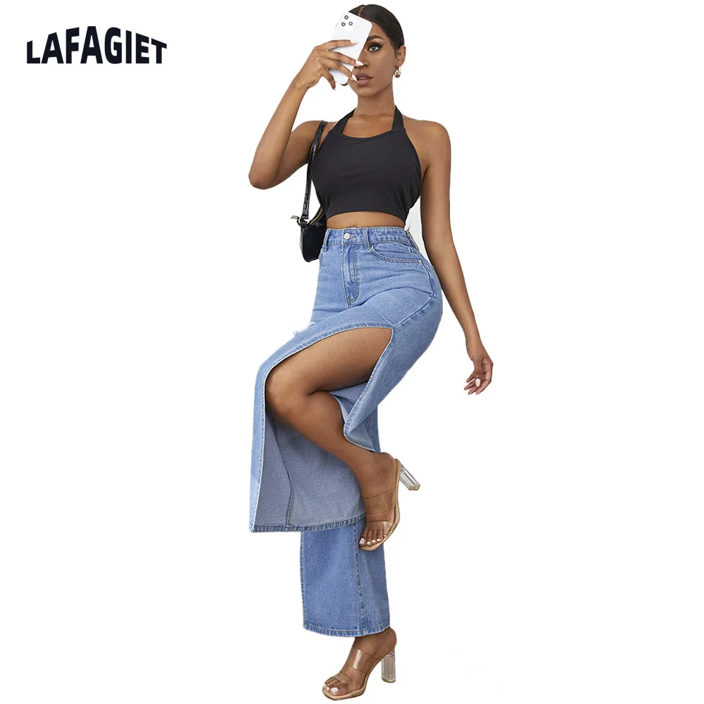 Fashion Women Wide Leg Jeans High Waist 