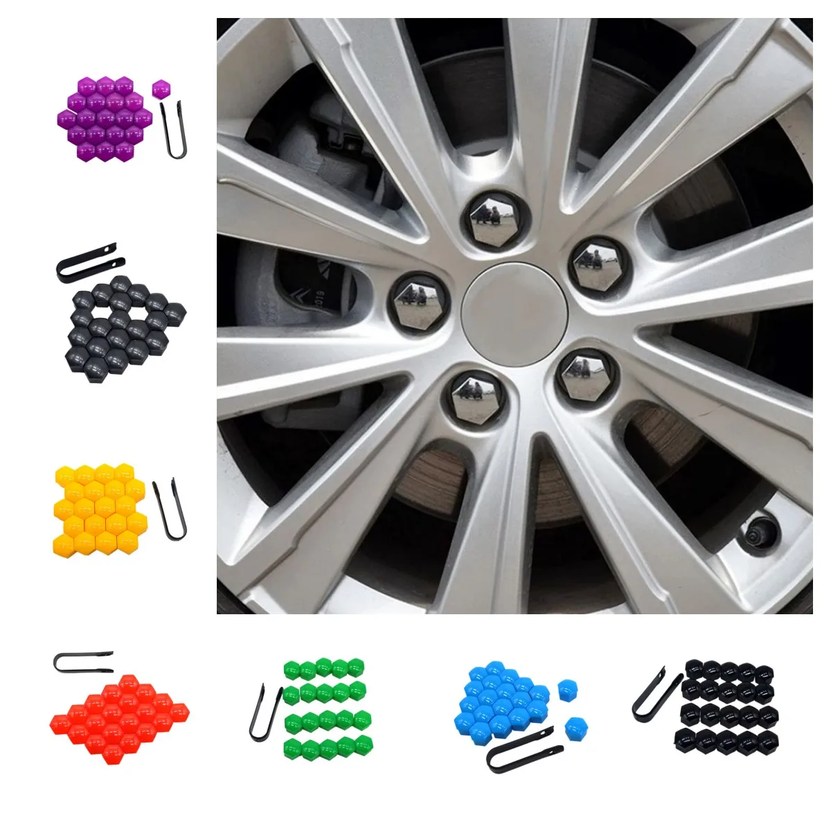 

Доступно 8 цветов 20 шт. 17 мм колпачки на колесные болты с зажимом центральные колпачки гаек для VW /Audi /Skoda /Seat