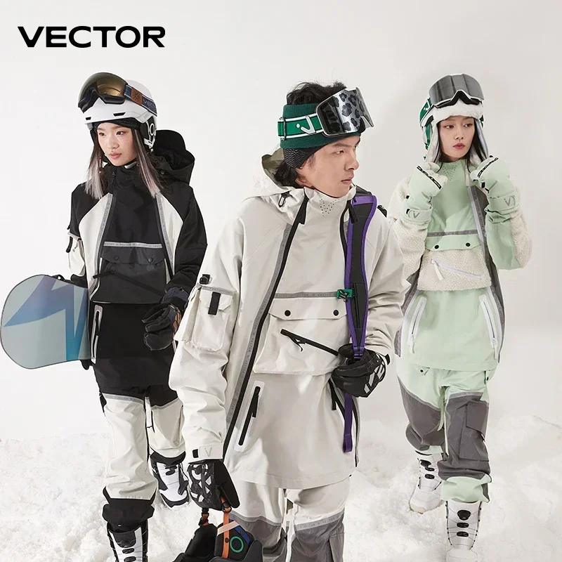 Лыжная куртка VECTOR мужская и женская однобортная двухбортная свободная теплая
