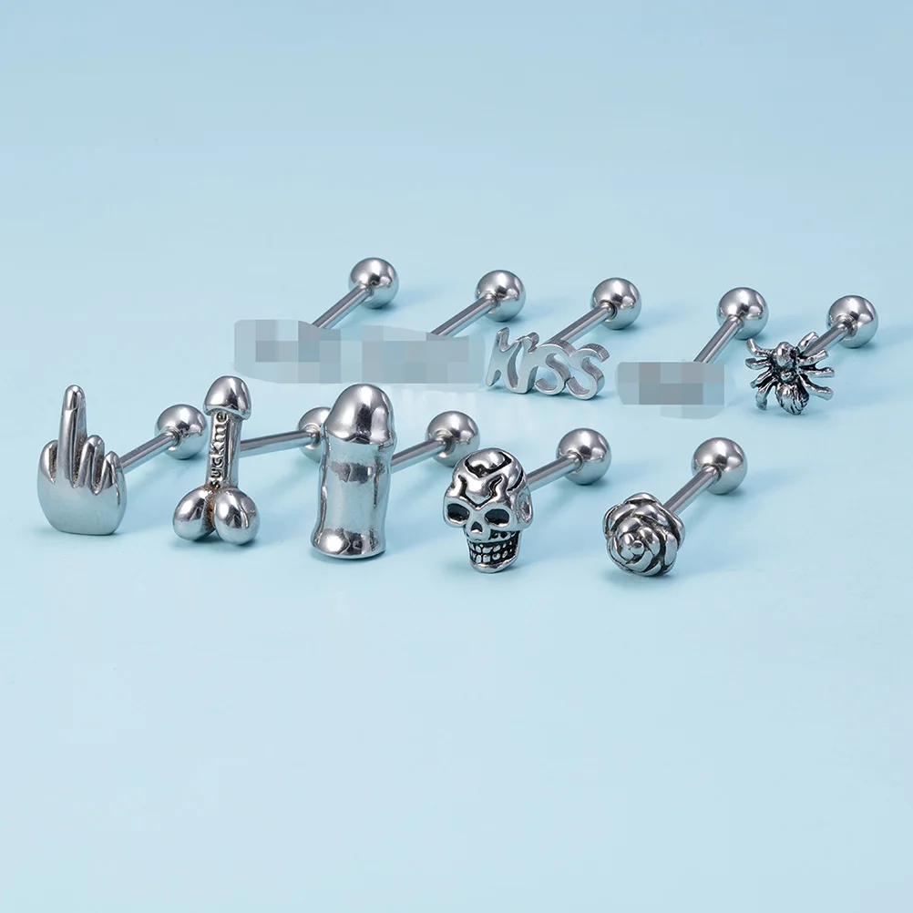 Штанги для языка 1 шт. хирургические кольца из нержавеющей стали с надписью на