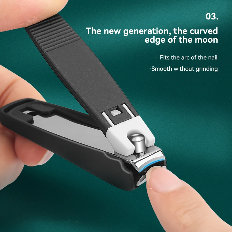 

NEW Creative Black Stainless Steel Nail Clippers Diagonal Anti-Splash Waterproof Professional Nail Trimmer High Quality