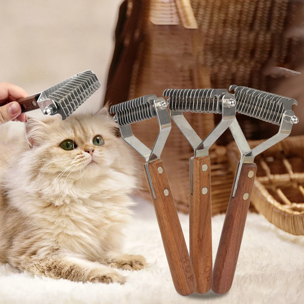 

With Handle Hair Wooden Groomer Pet Brush Dogs For Dog Grooming Knife Trimmer Accessoires Removers Cats Pet Knot Comb Cutter