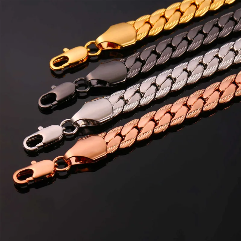 Collare Trendy Snake Link Chain Jewelry Sets For Men Rose Gold/Black Gun/Gold Color Bracelet Necklace S113 | Украшения и