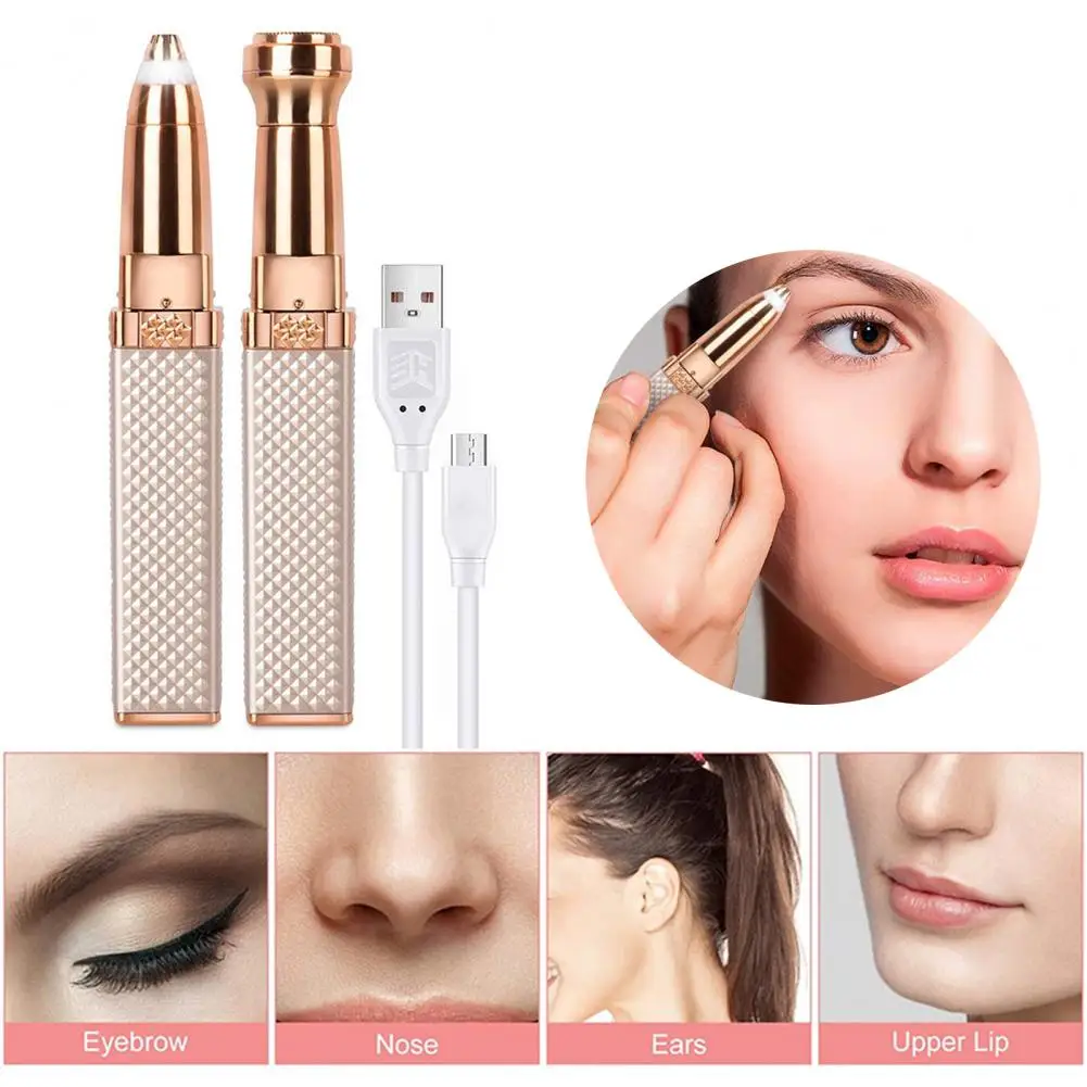 

USB Electric Eyebrow Trimmer Painless Waterproof Portable Eye Brow Epilator Mini Shaver Razors Facial Hair Remover for Home