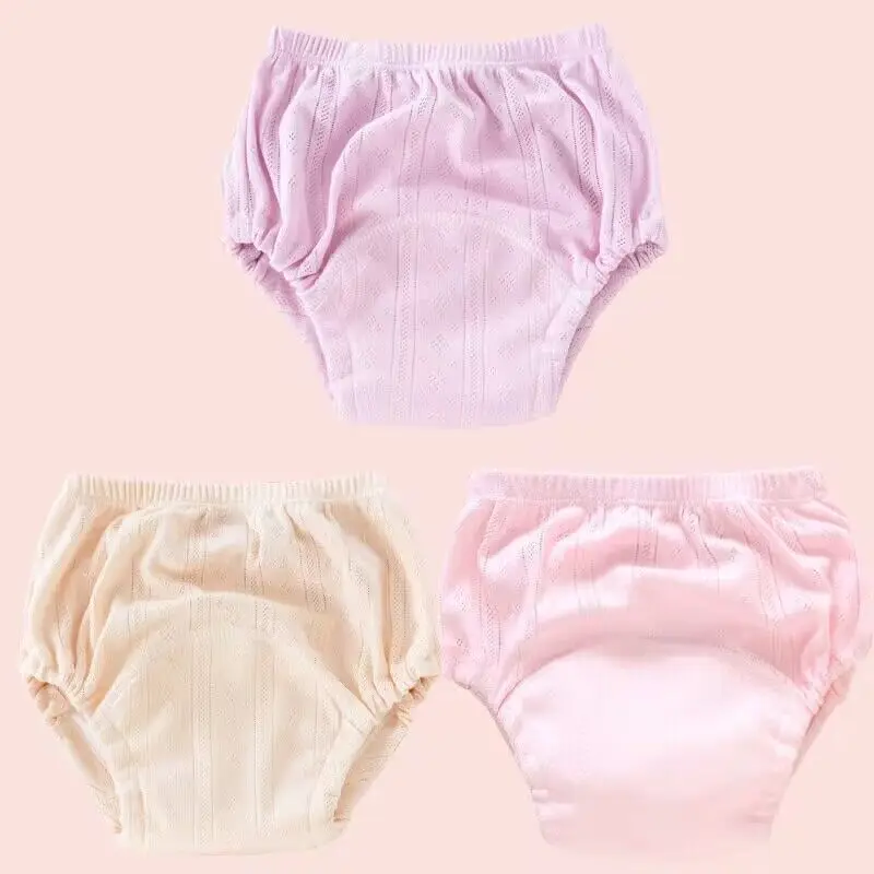 3PC  Training Pants Summer Baby Shorts Solid Color Washable Underwear Boy Girls Cloth Diapers Reusable Nappies Infant Panties images - 6