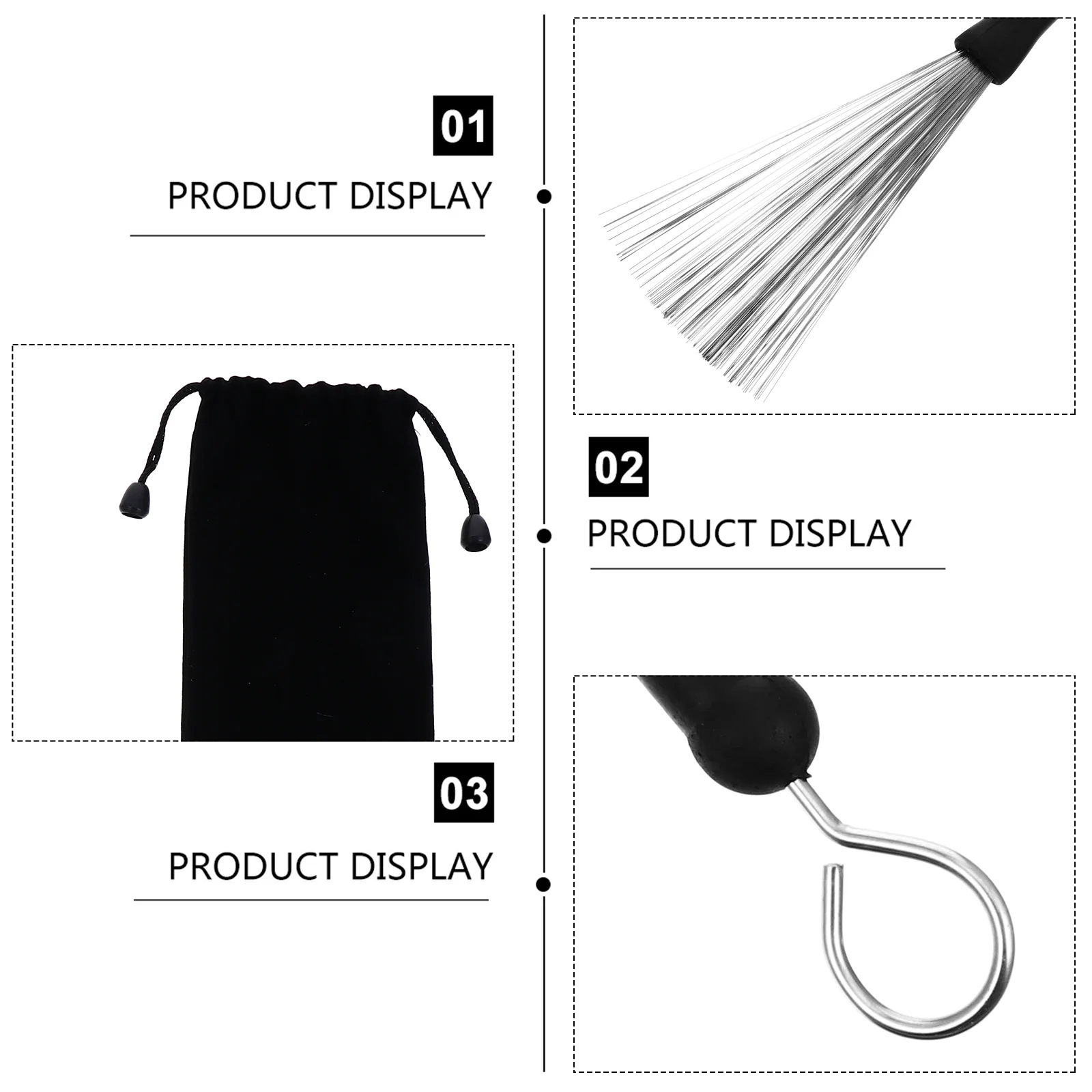 Retractable Drum Wire Brushes Percussion Brush Drum Cleaning Kit Drums Sticks Drum Brushes Wire Drum Brush Retractable Drumstick enlarge