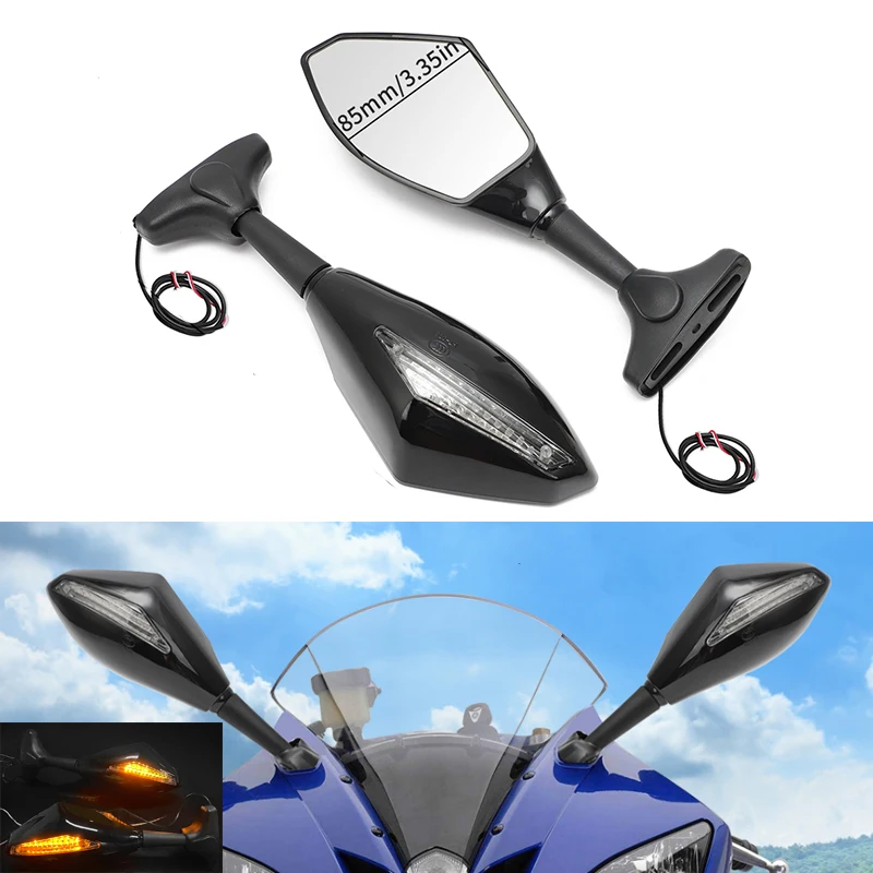 

Универсальные мотоциклетные зеркала заднего вида со встроенными светодиодными поворотниками Для Yamaha Honda Daytona Kawasaki Suzuki Ducati, 2 шт.