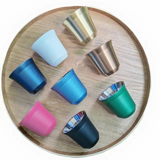 Double Wall Stainless Steel Espresso Cup  Nespresso Pixie Insulation Coffee CupShape Cute  Capsule Thermo Cup Coffee Mugs 80ml 6